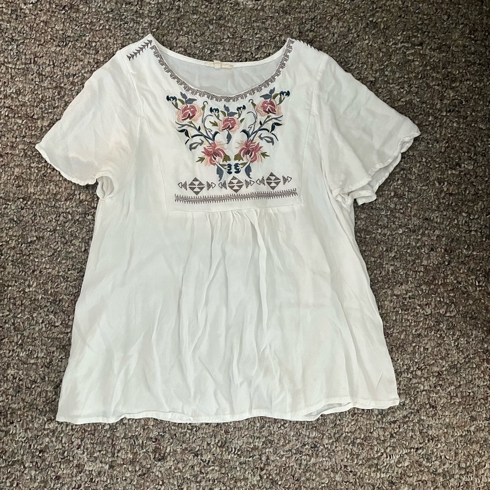 White floral blouse